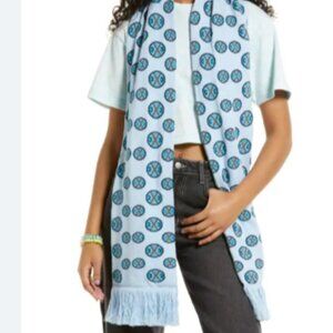 Cross Colours Scarf with Fringe Blue NWT